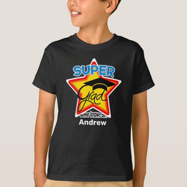 T-shirt Super Grad Logo-On Dark-Personnaliser le nom et l' (Devant)