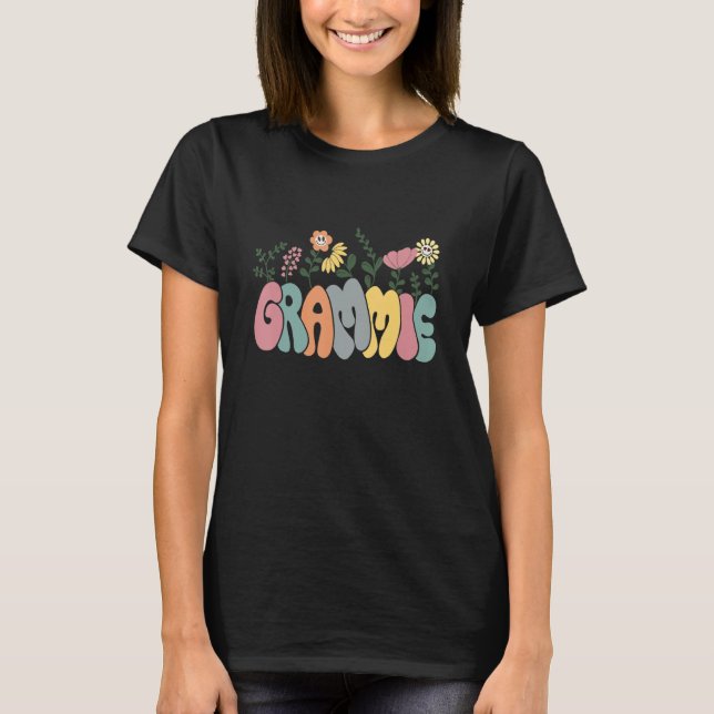 T-shirt Super Grammie Fleur Retro Grandma Happy Super F (Devant)