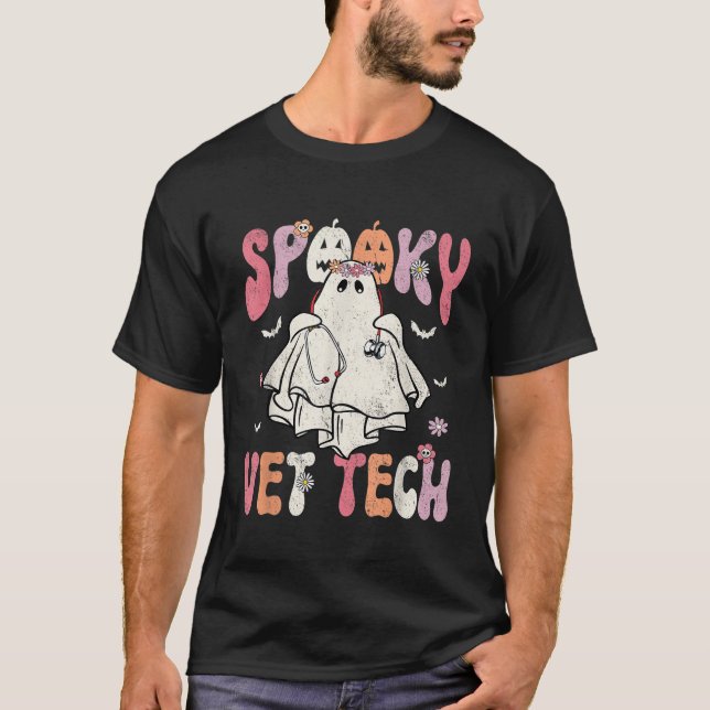 T-shirt Super Halloween Éffrayant vétérinaire technologie  (Devant)