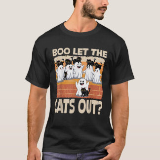 T-shirt Super Halloween Ghost Cats Boo Laissez les chats s