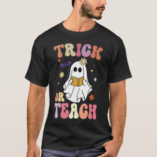 T-shirt Super Halloween Trick ou Enseigner Retro Floral Fa