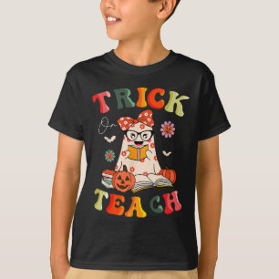 T-shirt Super Halloween Trick ou Enseigner Retro Floral Fa