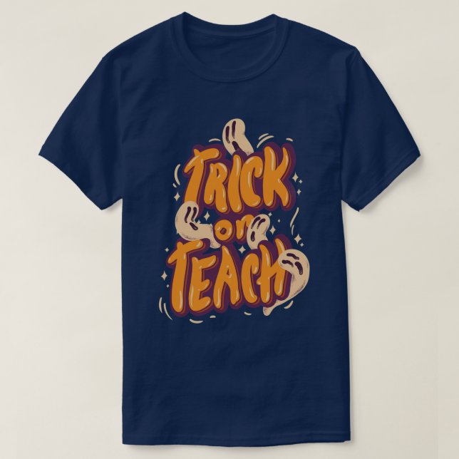 T-shirt Super Halloween Trick ou Enseigner Retro Floral Fa (Design devant)