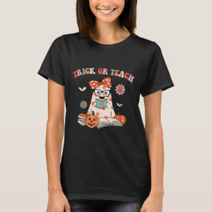T-shirt Super Halloween Trick ou Enseigner Retro Floral Fa
