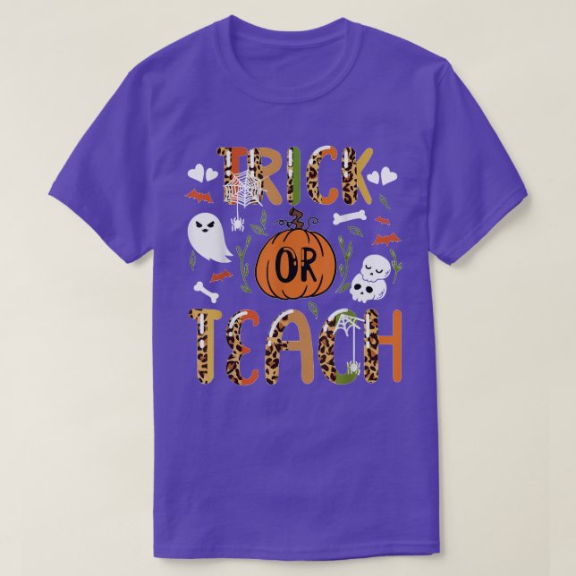 T-shirt Super Halloween Trick ou enseigner Thanksgiving (Design devant)