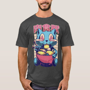 T-shirt Super Happy Cat mangeant Ramen nourriture asiatiqu