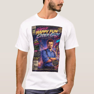T-shirt Super Happy Fun Coder Guy Cover Art No. Deux