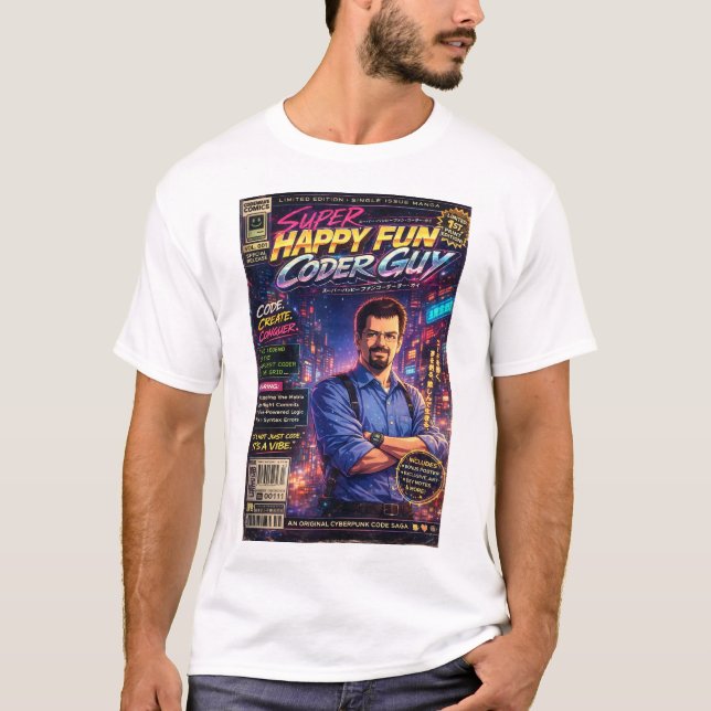 T-shirt Super Happy Fun Coder Guy Cover Art No. Deux (Devant)