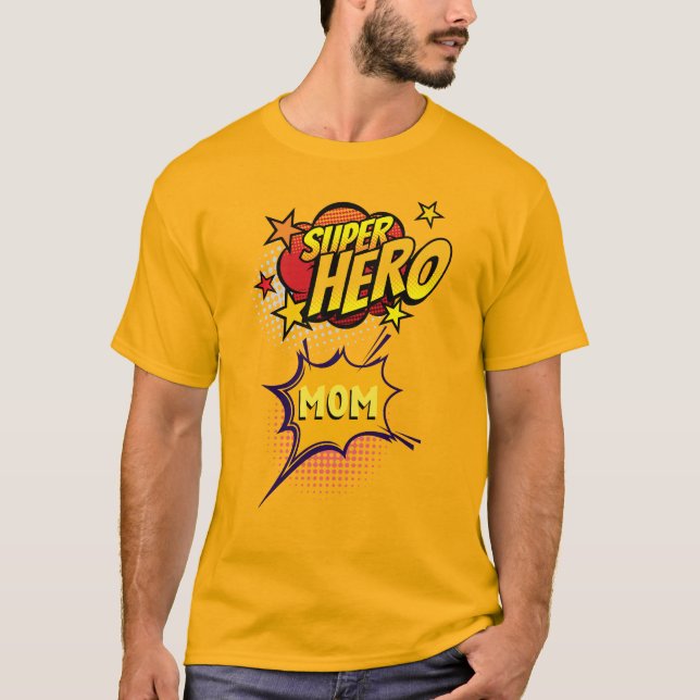 T-shirt Super Hero Mom Comic Style de livre (Devant)