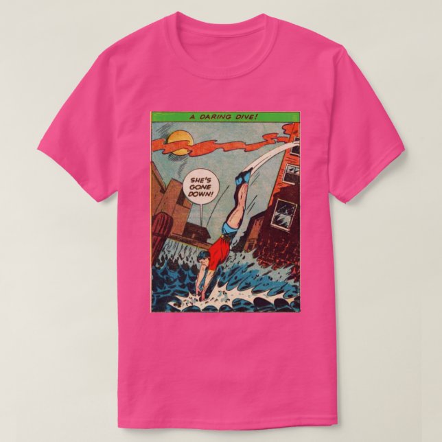 T-shirt Super Hero Secourt Action vieilles bandes dessinée (Design devant)