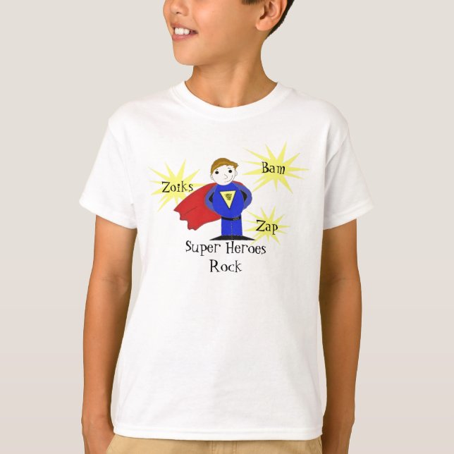 T-shirt Super Héros avec Mots d'Action (Devant)