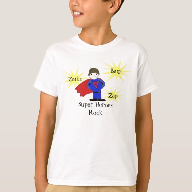 T-shirt Super Héros avec Mots d'Action (Devant)