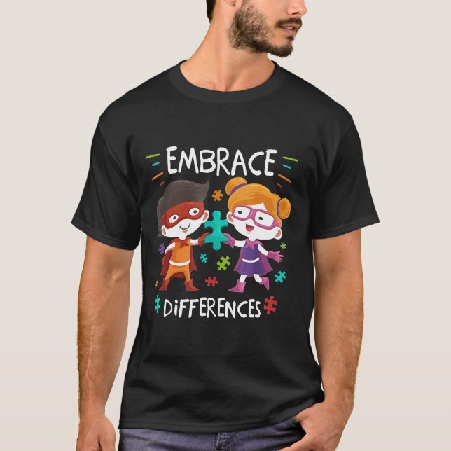 T-shirt Super-héros de la sensibilisation à l'autisme s'em (Devant)