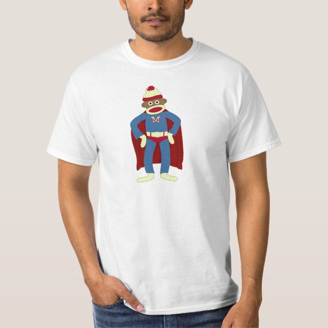 T-shirt Super héros de singe de chaussette (Devant)
