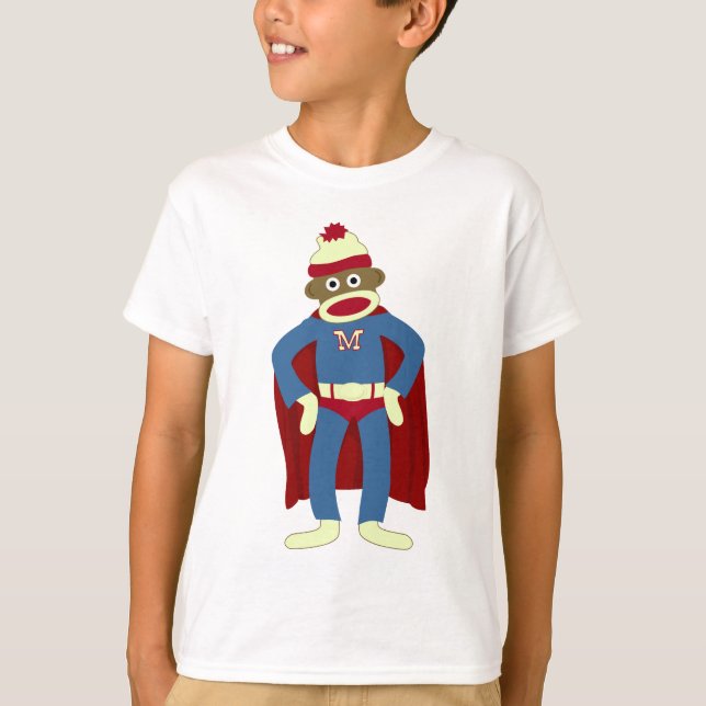 T-shirt Super héros de singe de chaussette (Devant)