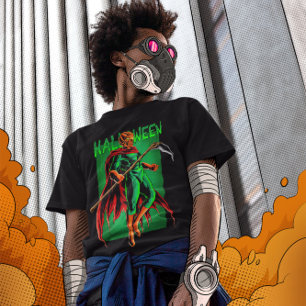 T-shirt Super Héros de tête de crâne Citrouille mal