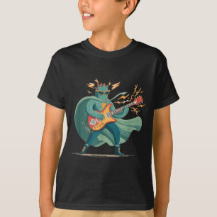 T-shirt Super héros du rock avec guitare électrique et cap