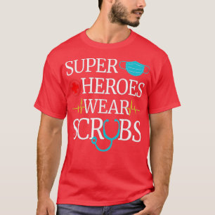 T-shirt Super Héros Portent Des Scrubs Nurs Médicales