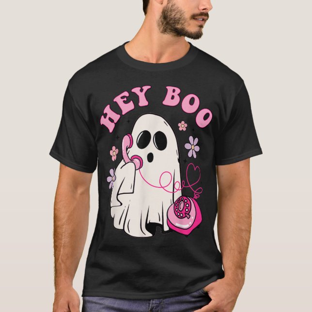 T-shirt Super Hey Boo Cute Ghost Funny Halloween Filles (Devant)