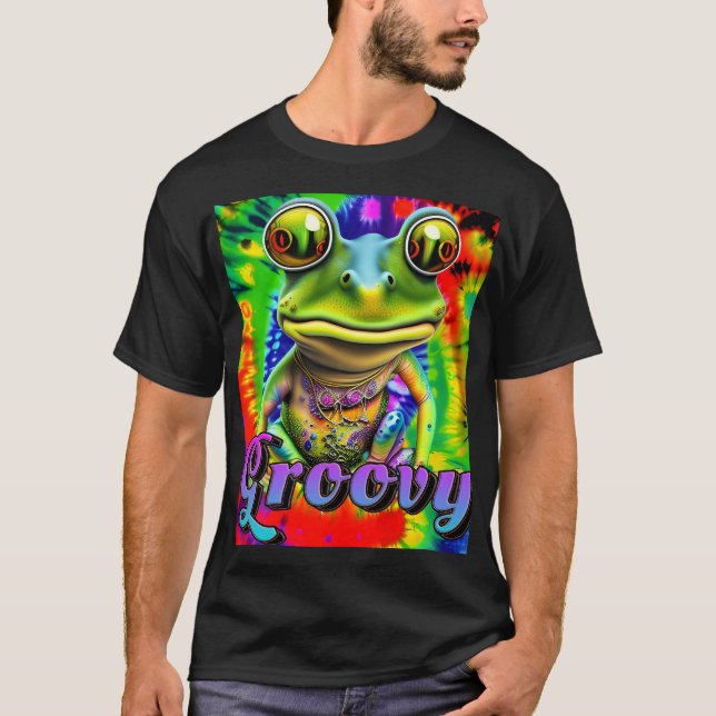 T-shirt Super Hippie Trippy Frog Psychedelic (Devant)