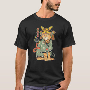 T-shirt Super Japonais Samurai Chat Neko Pour Hommes Femme