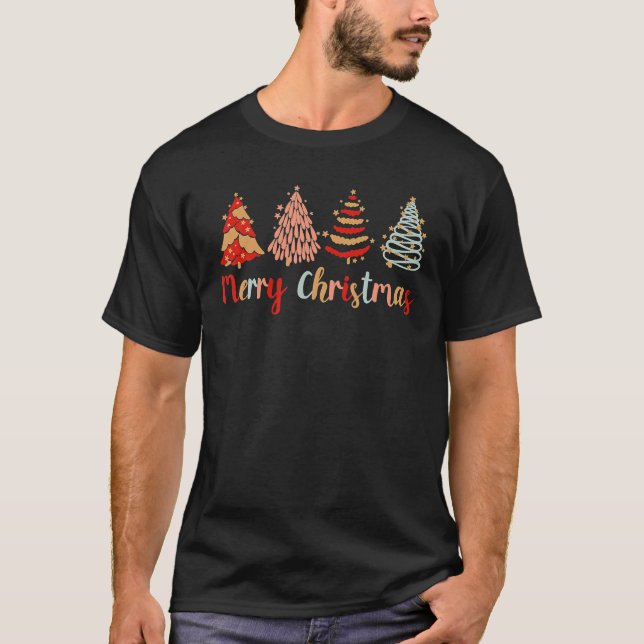 T-shirt Super Joyeux Arbres de Noël Famille Noël (Devant)