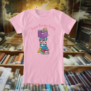 T-Shirt Super lecteur de dessin animé fille sur les livres