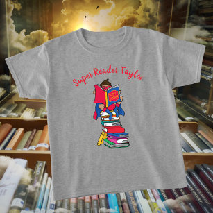 T-shirt Super lecteur de dessin animé garçon sur les livre