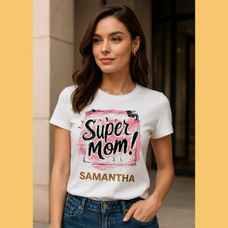 T-shirt Super Maman aquarelle et croquis – Meilleure fête 