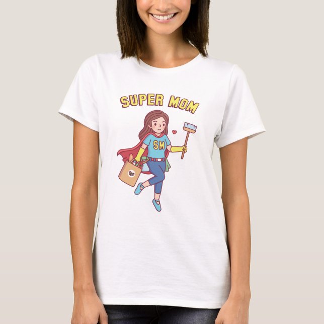 T-shirt Super Maman Avec Cape Funny Mothers Day (Devant)