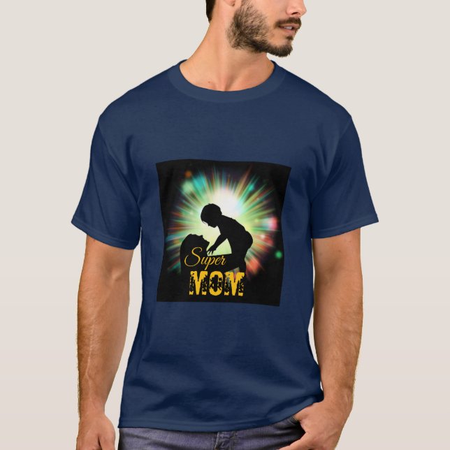 T-shirt Super MAMAN - Bleu Marine (Devant)