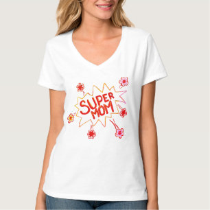 T-shirt Super Maman Flower Comic Dessin de bulle mère