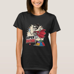 T-shirt Super Maman Squelette Rétro Drôle Fête des Mères