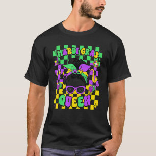 T-shirt Super Mardi Gras Queen Messy Bun Carnival Lover W