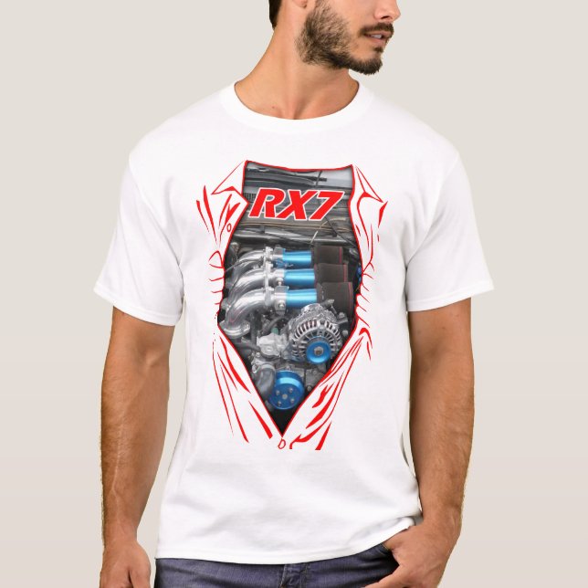 T-shirt Super Mazda RX7 Rotary Engine Power Drag Racing Ca (Devant)