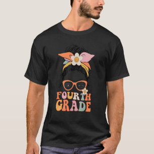 T-shirt Super Messy Bun 4e grade Boho Happy Face Flow