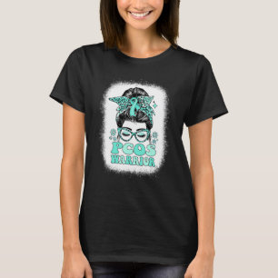 T-shirt Super Messy Bun Femmes Turquoise Ruban PCOS Guerri