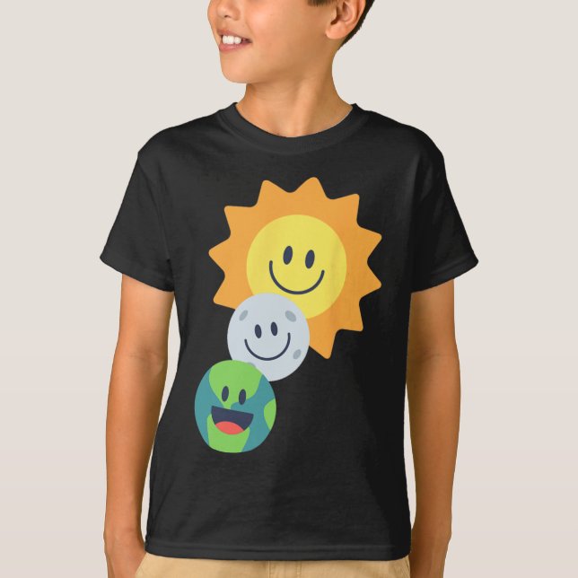 T-shirt Super Mignonne Terre Lune Solaire Eclipse 2024 Drô (Devant)
