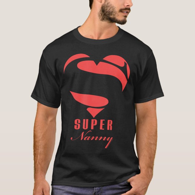 T-shirt Super Nanny Superhero Nanny T Shirt Cadeau Mère Fa (Devant)