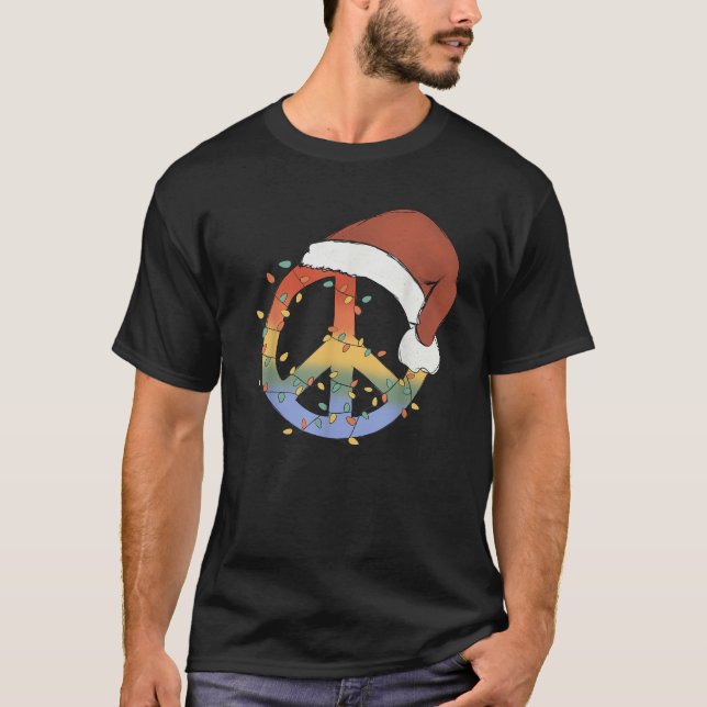 T-shirt Super PAIX AMOUR XMAS Hippie Santa Claus Funny Ch (Devant)