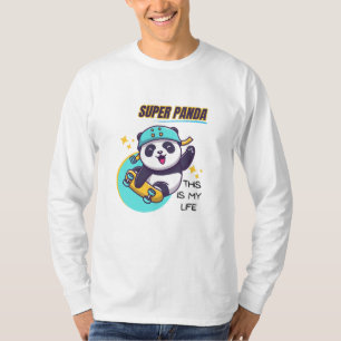 T-shirt Super Panda Skateboard Long Sleeve