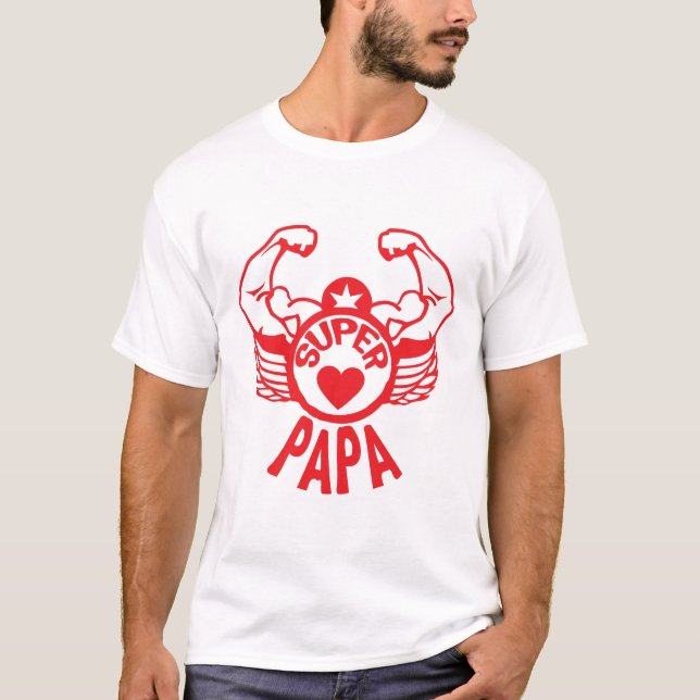 T-shirt super papa bras muscle tampon 2 logo 307 biceps (Devant)
