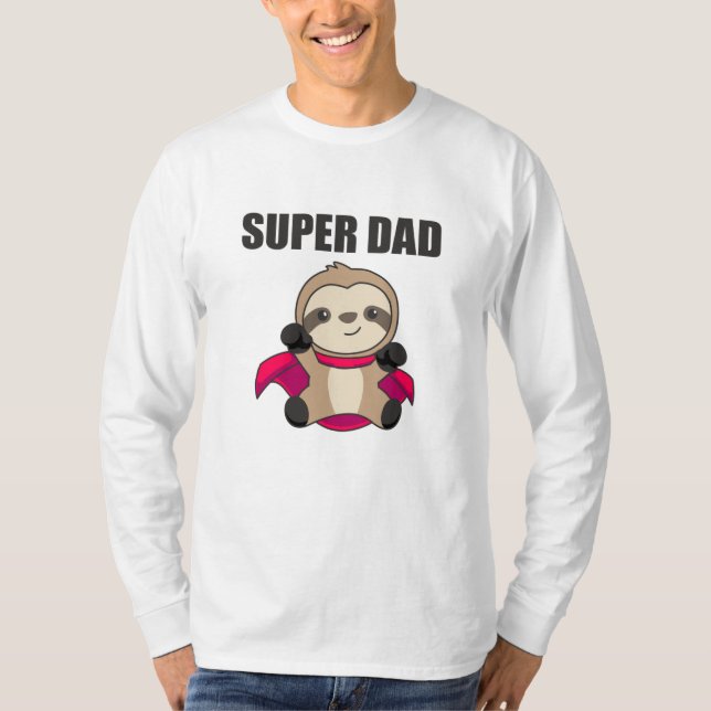 T-shirt Super Papa Hero Funny Sloth Papa Père (Devant)