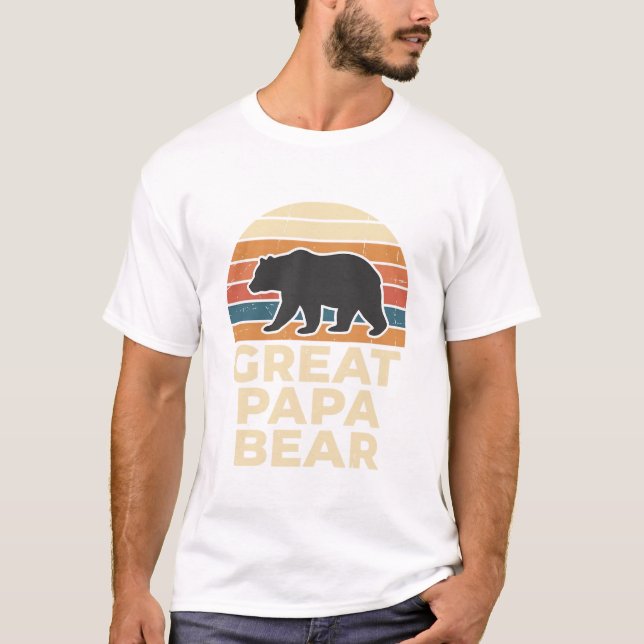 T-shirt Super Papa Ours Rétro Coucher de Soleil Vintage De (Devant)