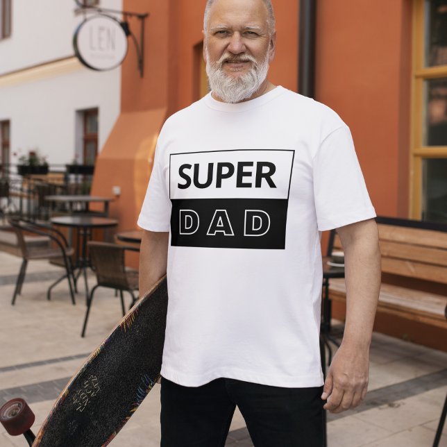 T-shirt Super papa | Papa Noir Et Blanc (Créateur téléchargé)