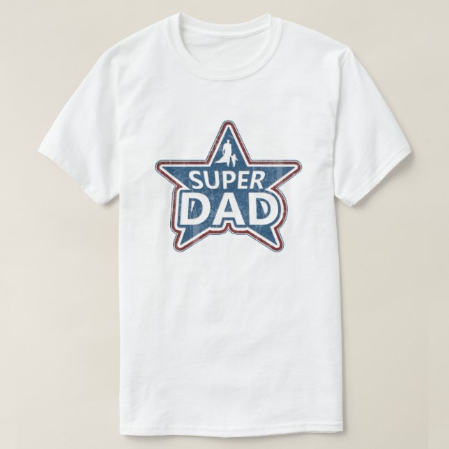 T-shirt Super Papa rouge blanc et bleu (Design devant)