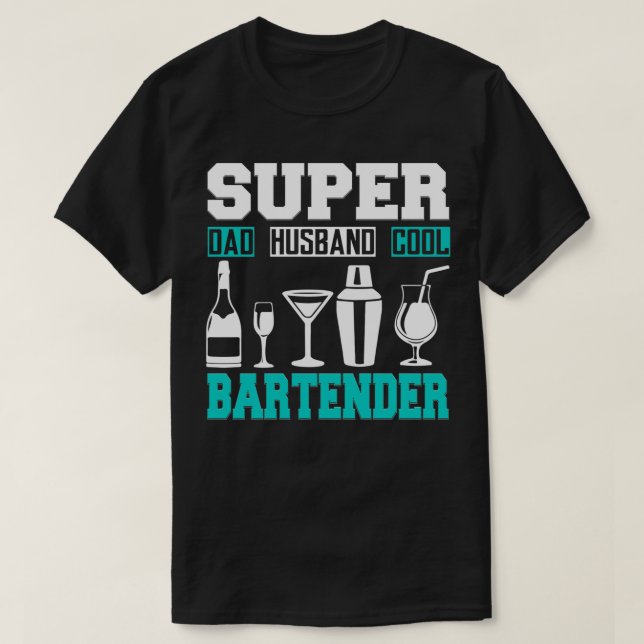T-shirt Super Papa Super Mari Super Bartender (Design devant)