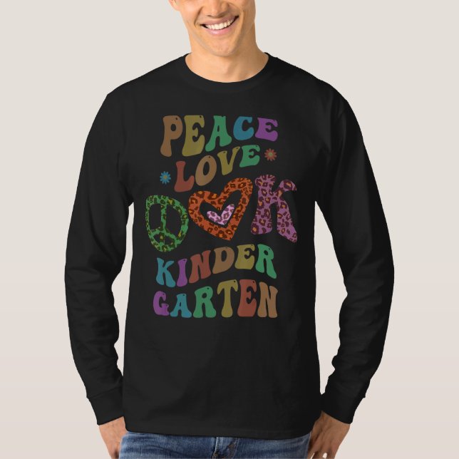 T-shirt Super PEACE LOVE KINDERGARTEN Empreinte de léopard (Devant)