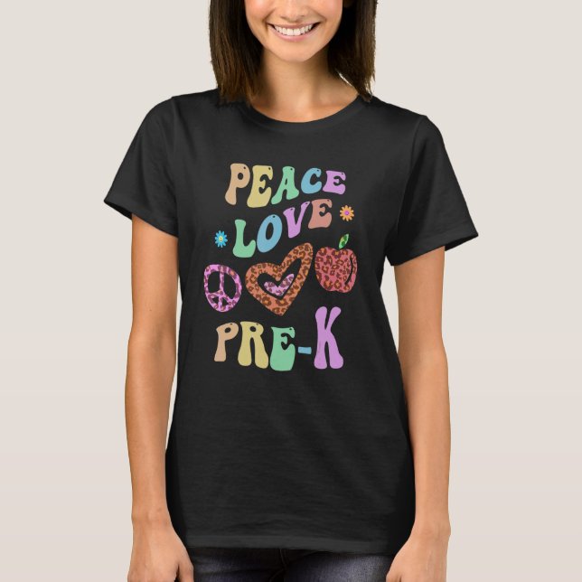 T-shirt Super PEACE LOVE PRE K Empreinte de léopard PréK E (Devant)