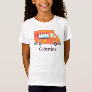 T-Shirt Super plaisir orange rouge camionnette fleurs